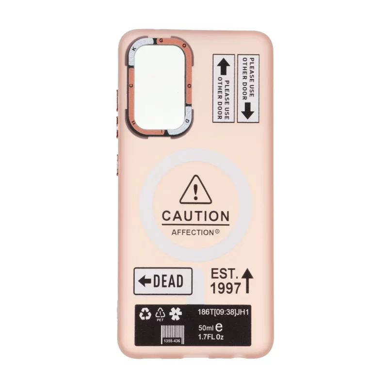 قاب Caution مات طرح مگ سیف دکمه متال Samsung Galaxy A52 / A52s - صورتی - تصویر 2