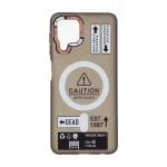 قاب Caution مات طرح مگ سیف دکمه متال Samsung Galaxy A22 4G / M22 / M32 4G / F22 - مشکی