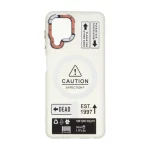 قاب Caution مات طرح مگ سیف دکمه متال Samsung Galaxy A22 4G / M22 / M32 4G / F22 - سفید