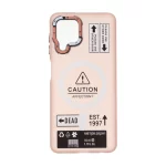 قاب Caution مات طرح مگ سیف دکمه متال Samsung Galaxy A22 4G / M22 / M32 4G / F22 - صورتی