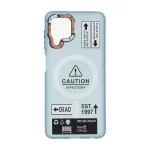 قاب Caution مات طرح مگ سیف دکمه متال Samsung Galaxy A22 4G / M22 / M32 4G / F22 - آبی