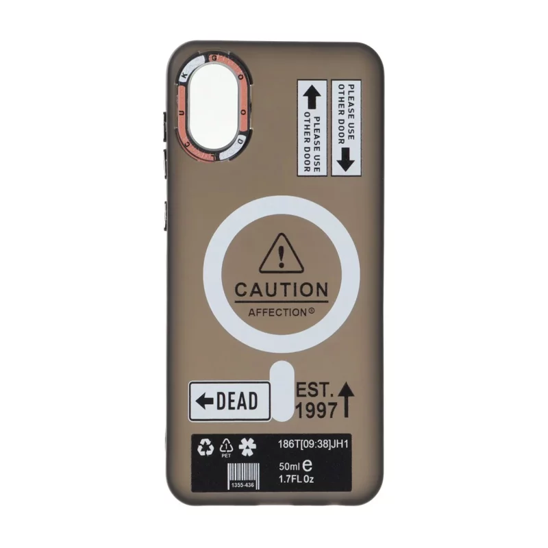 قاب Caution مات طرح مگ سیف دکمه متال Samsung Galaxy A03 Core - مشکی - تصویر 2