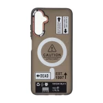 قاب Caution مات طرح مگ سیف دکمه متال Samsung Galaxy A05s - مشکی