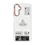 قاب Caution مات طرح مگ سیف دکمه متال Samsung Galaxy A05s - سفید
