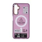 قاب Caution مات طرح مگ سیف دکمه متال Samsung Galaxy A05s - ارغوانی