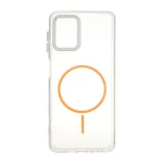 قاب ژله ای شفاف لنز کروم طرح مگ سیف Samsung Galaxy A22 4G / M22 / M32 4G / F22 - نارنجی