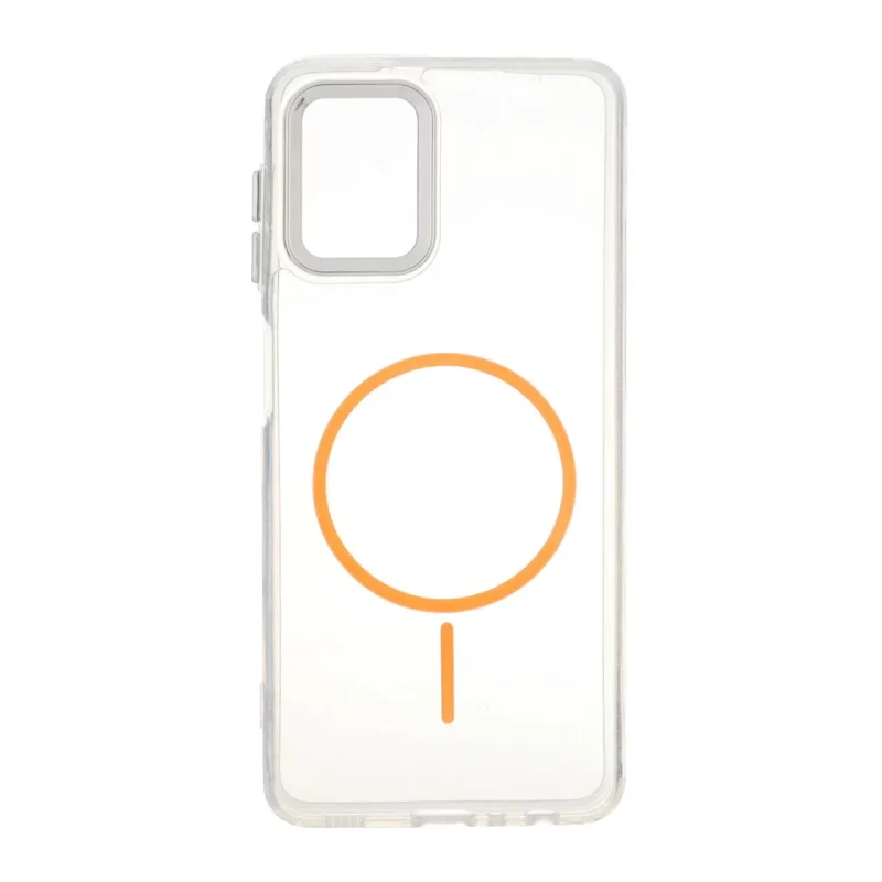 قاب ژله ای شفاف لنز کروم طرح مگ سیف Samsung Galaxy A22 4G / M22 / M32 4G / F22 - نارنجی - تصویر 2