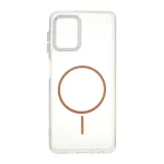 قاب ژله ای شفاف لنز کروم طرح مگ سیف Samsung Galaxy A22 4G / M22 / M32 4G / F22 - قهوه ای