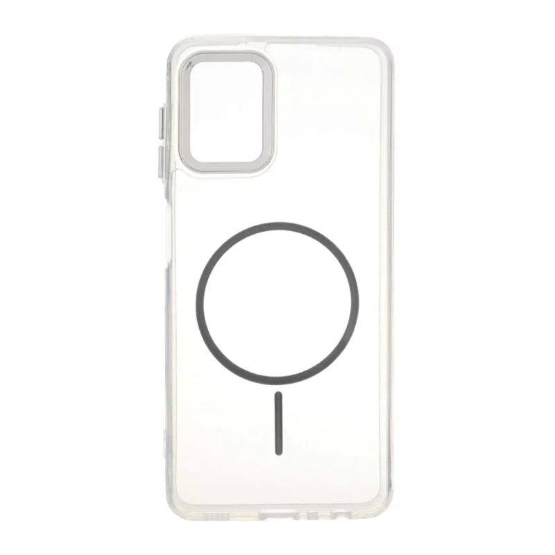 قاب ژله ای شفاف لنز کروم طرح مگ سیف Samsung Galaxy A22 4G / M22 / M32 4G / F22 - خاکستری - تصویر 2