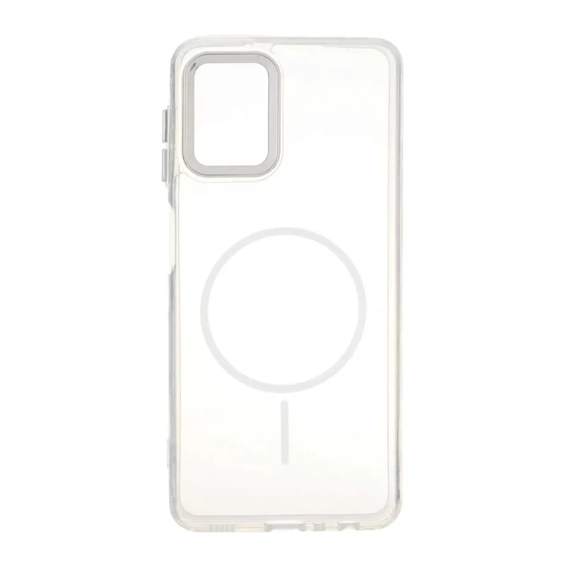 قاب ژله ای شفاف لنز کروم طرح مگ سیف Samsung Galaxy A22 4G / M22 / M32 4G / F22 - سفید - تصویر 2