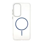 قاب ژله ای شفاف لنز کروم طرح مگ سیف Samsung Galaxy S24 FE - آبی کاربنی