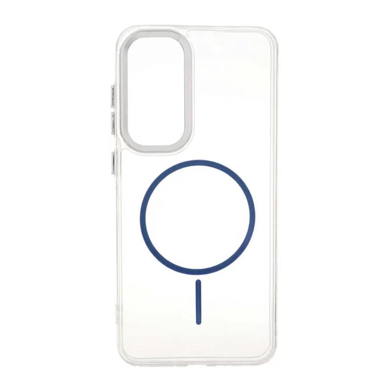 قاب ژله ای شفاف لنز کروم طرح مگ سیف Samsung Galaxy S24 FE - آبی کاربنی - تصویر 2