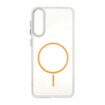 قاب ژله ای شفاف لنز کروم طرح مگ سیف Samsung Galaxy A50 / A50s / A30s - نارنجی