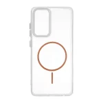 قاب ژله ای شفاف لنز کروم طرح مگ سیف Samsung Galaxy A52 / A52s - قهوه ای