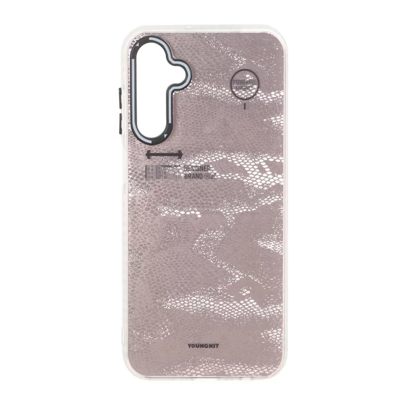 قاب Youngkit طرح بارکد پوست ماری دور مات Samsung Galaxy A15 - رزگلد - تصویر 2