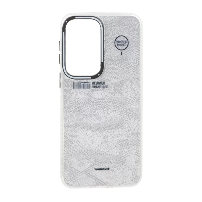 قاب Youngkit طرح بارکد پوست ماری دور مات Samsung Galaxy A37 - نقره ای - تصویر 2