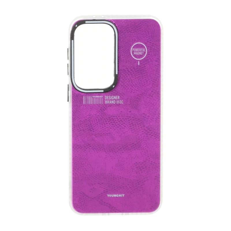 قاب Youngkit طرح بارکد پوست ماری دور مات Samsung Galaxy A37 - سرخابی - تصویر 2