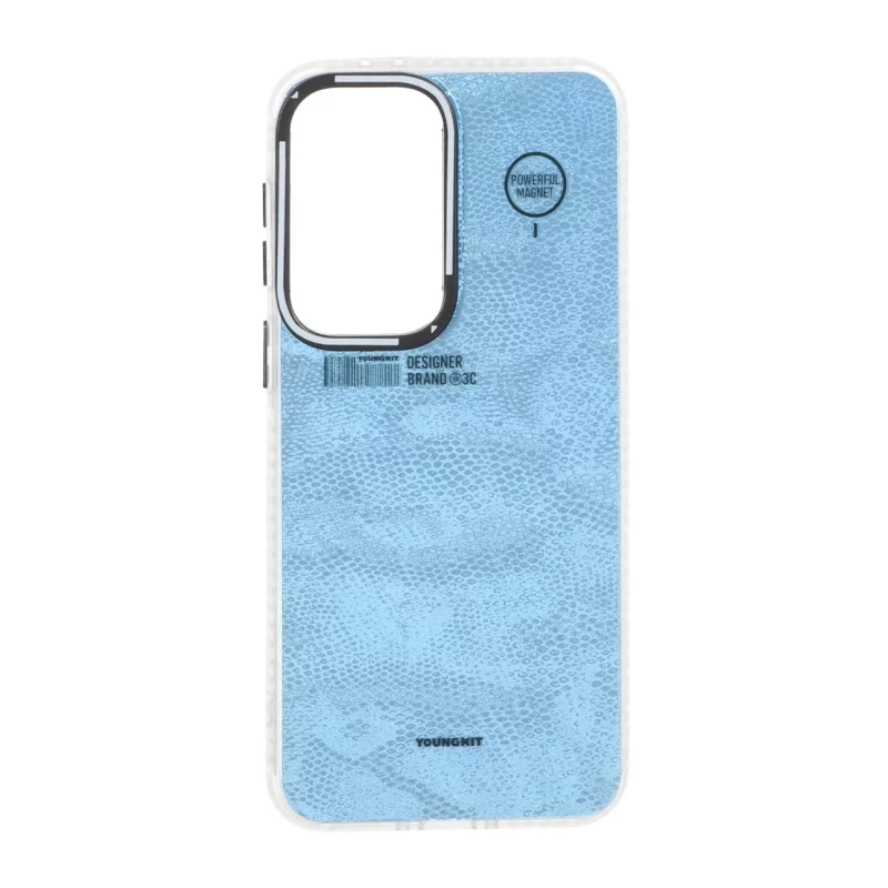 قاب Youngkit طرح بارکد پوست ماری دور مات Samsung Galaxy A37 - آبی آسمانی - تصویر 2