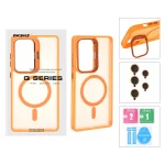 قاب Case Pro لنز آلومینیومی مات Magsafe با ست محافظ لنز رینگی مدل Samsung Galaxy S25 Ultra - نارنجی (پک دار)