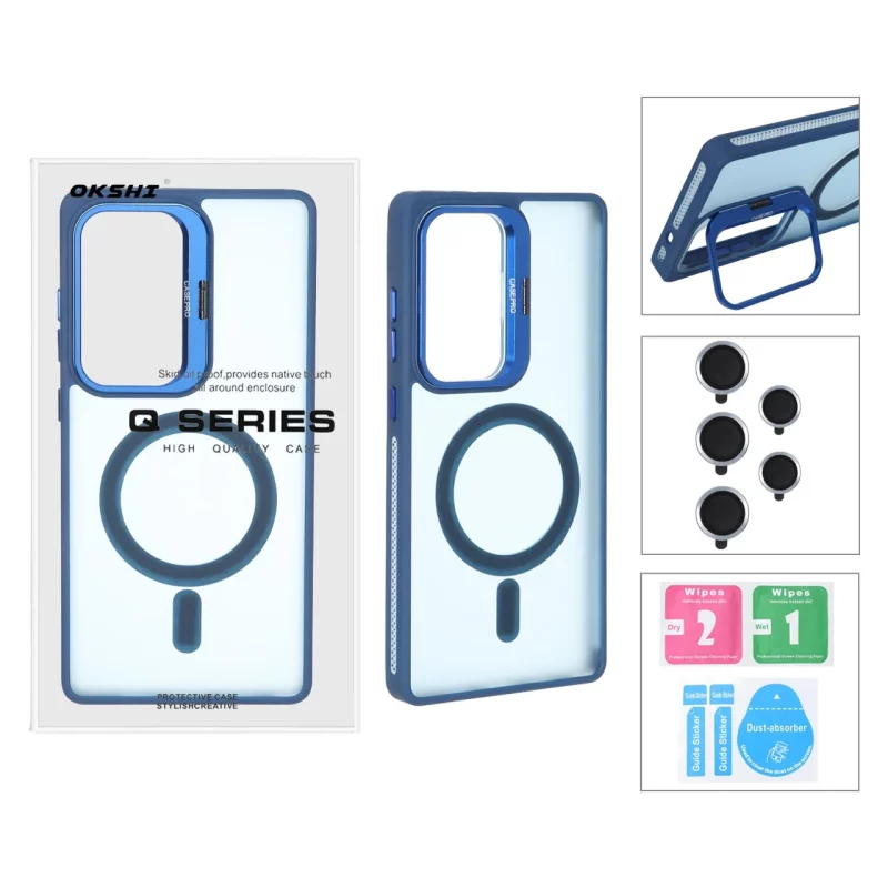 قاب Case Pro لنز آلومینیومی مات Magsafe با ست محافظ لنز رینگی مدل Samsung Galaxy S25 Ultra - سرمه ای (پک دار) - تصویر 2