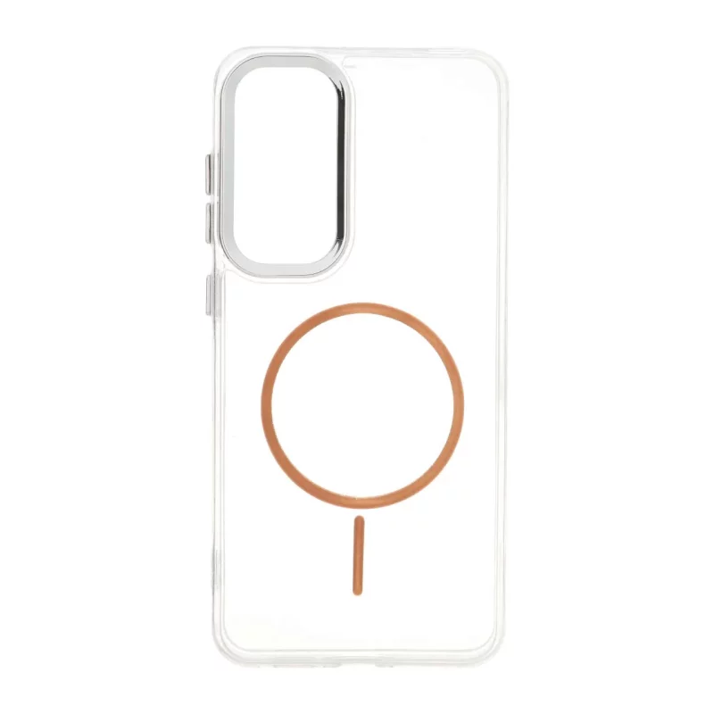 قاب ژله ای شفاف لنز کروم طرح مگ سیف Samsung Galaxy S24 FE - قهوه ای - تصویر 2