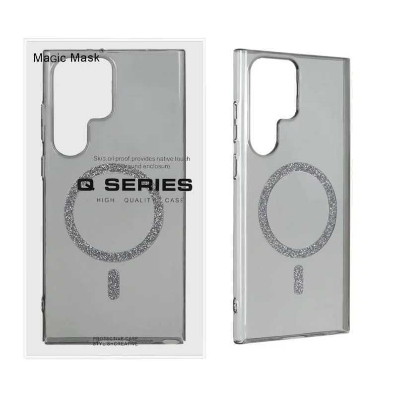 قاب اورجینال Magic Mask شفاف MagSafe اکلیلی Samsung Galaxy S23 Ultra - مشکی (پک دار) - MPS - تصویر 2