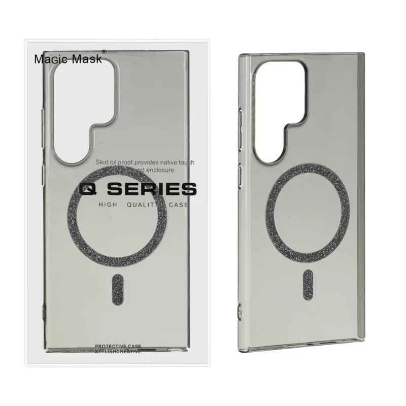 قاب اورجینال Magic Mask شفاف MagSafe اکلیلی Samsung Galaxy S24 Ultra - مشکی (پک دار) - MPS - تصویر 2