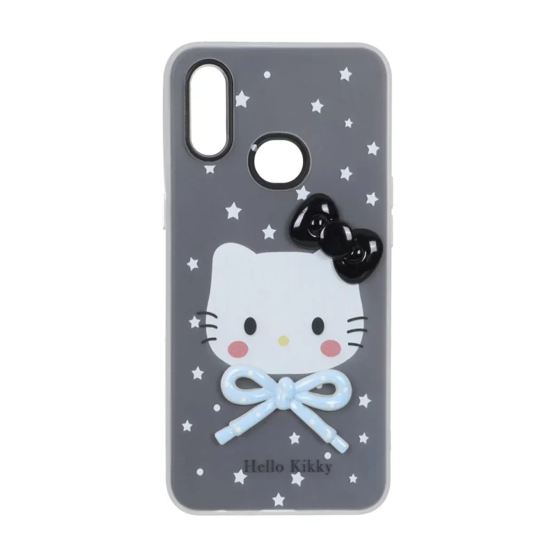 قاب دو لایه مات Kitty پاپیون برجسته Samsung Galaxy A10s - مشکی - تصویر 2