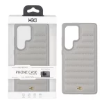 قاب اورجینال HDD چرم پافری طرح دوخت Samsung Galaxy S25 Ultra - طوسی (پک دار)