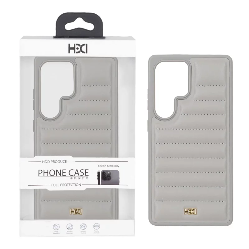 قاب اورجینال HDD چرم پافری طرح دوخت Samsung Galaxy S25 Ultra - طوسی (پک دار) - تصویر 2