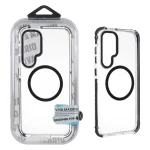 قاب اورجینال VIVA MADRID شفاف MagSafe ایربگ دار لنز متال Samsung Galaxy S24 FE - مشکی (پک دار)