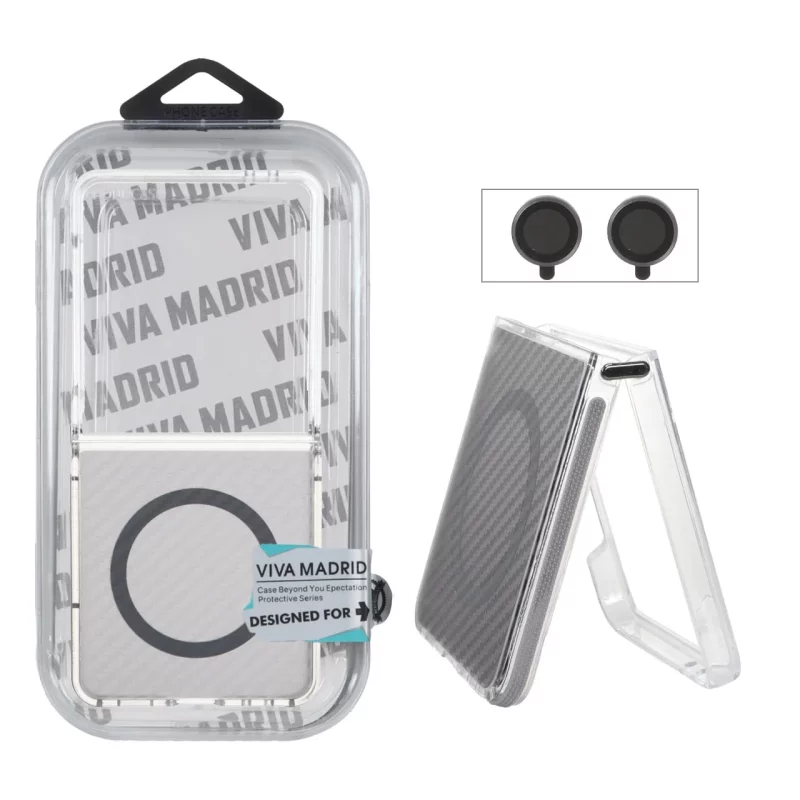 قاب اورجینال Viva Madrid پشت کربن MagSafe با ست محافظ لنز رینگی Samsung Galaxy Z Flip 7 - خاکستری (پک دار) - تصویر 2