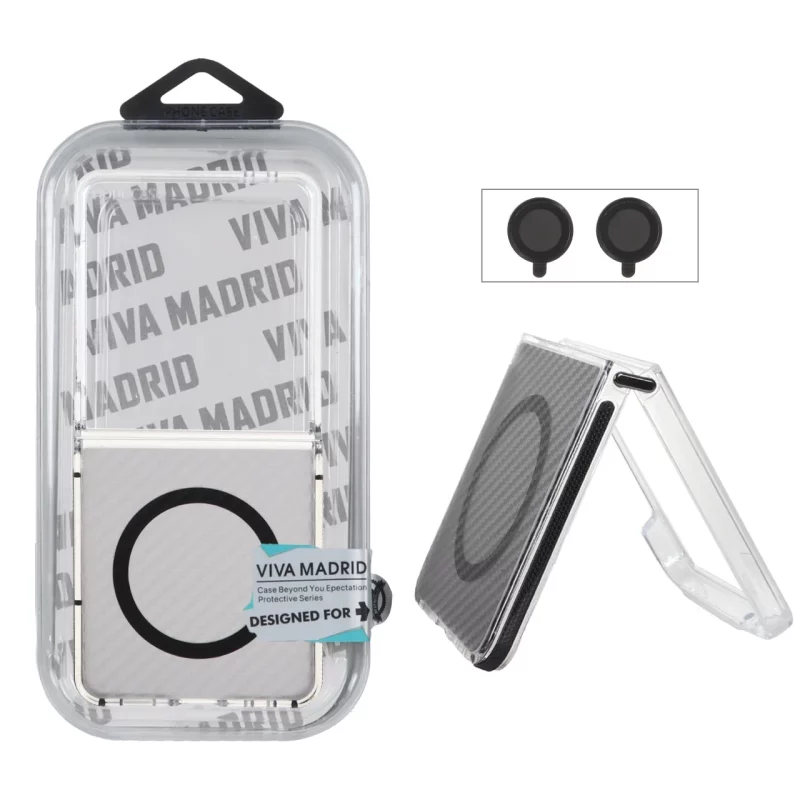 قاب اورجینال Viva Madrid پشت کربن MagSafe با ست محافظ لنز رینگی Samsung Galaxy Z Flip 7 - مشکی (پک دار) - تصویر 2