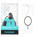 قاب شفاف Anti Burst دور ژله ای MagSafe مدل Samsung Galaxy S26 Ultra - مشکی (پک دار)