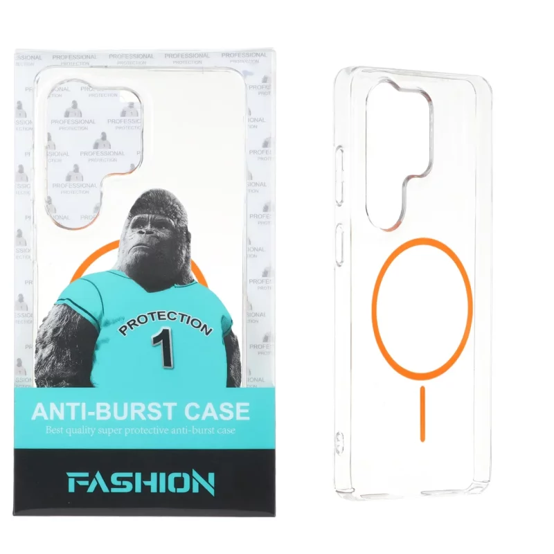 قاب شفاف Anti Burst دور ژله ای MagSafe مدل Samsung Galaxy S26 Ultra - نارنجی (پک دار) - تصویر 2