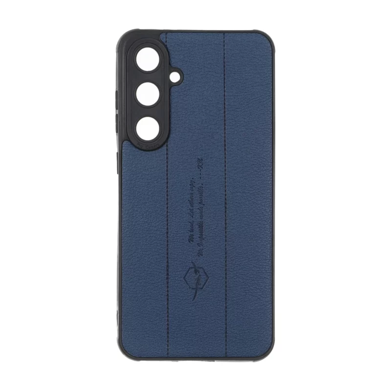 قاب چرمی Text طرح دوخت محافظ لنزدار Samsung Galaxy S24 FE - سرمه ای - تصویر 2