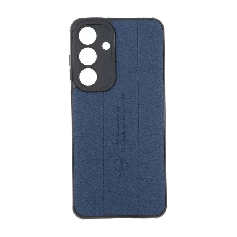قاب چرمی Text طرح دوخت محافظ لنزدار Samsung Galaxy S25 FE - سرمه ای - تصویر 2