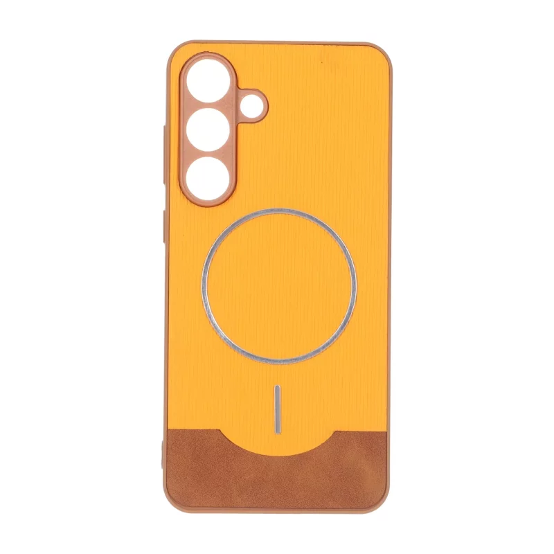 قاب Line Case جیر MagSafe فلزی محافظ لنزدار Samsung Galaxy S25 FE - نارنجی - تصویر 2