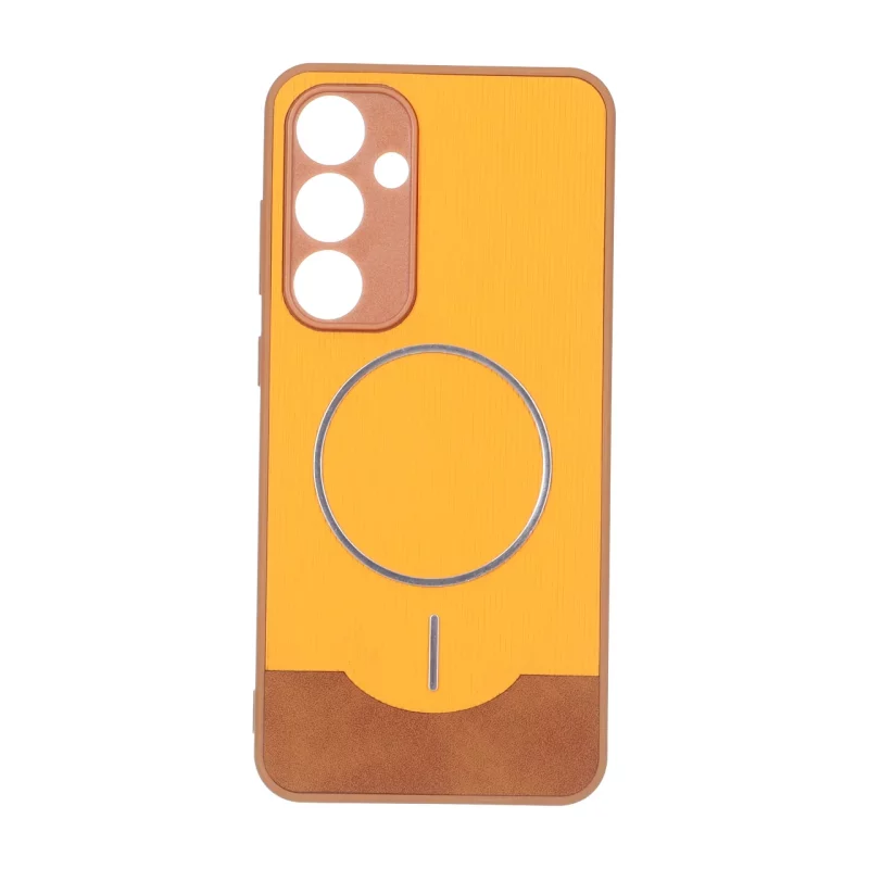 قاب Line Case جیر MagSafe فلزی محافظ لنزدار Samsung Galaxy S24 FE - نارنجی - تصویر 2