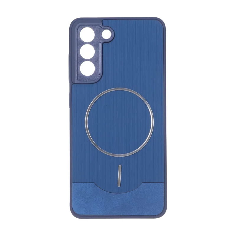 قاب Line Case جیر MagSafe فلزی محافظ لنزدار Samsung Galaxy S21 FE - سرمه ای - تصویر 2
