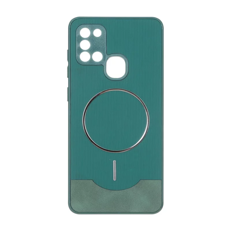 قاب Line Case جیر MagSafe فلزی محافظ لنزدار Samsung Galaxy A21s - سبز - تصویر 2