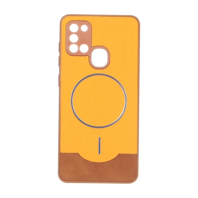 قاب Line Case جیر MagSafe فلزی محافظ لنزدار Samsung Galaxy A21s - نارنجی - تصویر 2