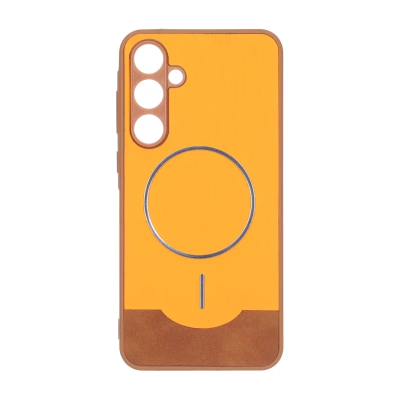 قاب Line Case جیر MagSafe فلزی محافظ لنزدار Samsung Galaxy A55 - نارنجی - تصویر 2