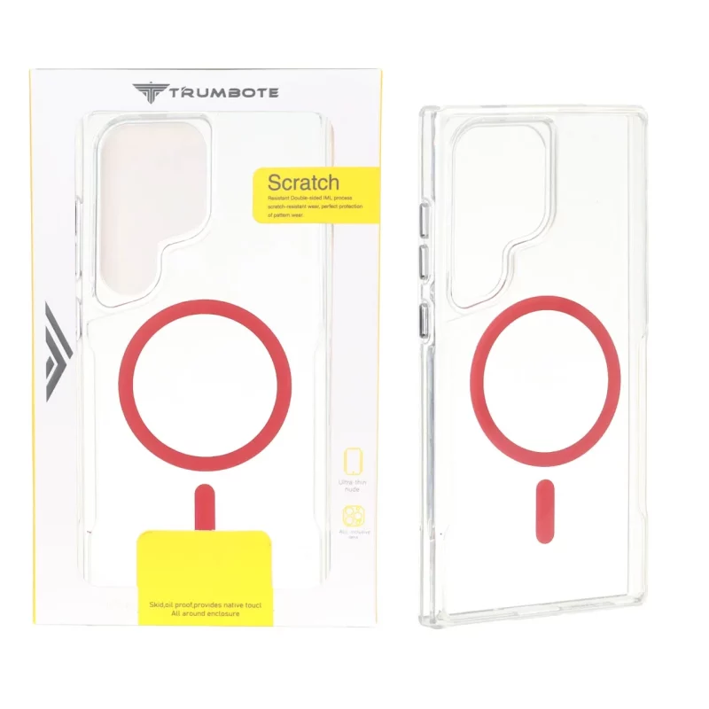 قاب Trumbote NewZone شفاف MagSafe مدل Samsung Galaxy S24 Ultra - قرمز (پک دار) - تصویر 2