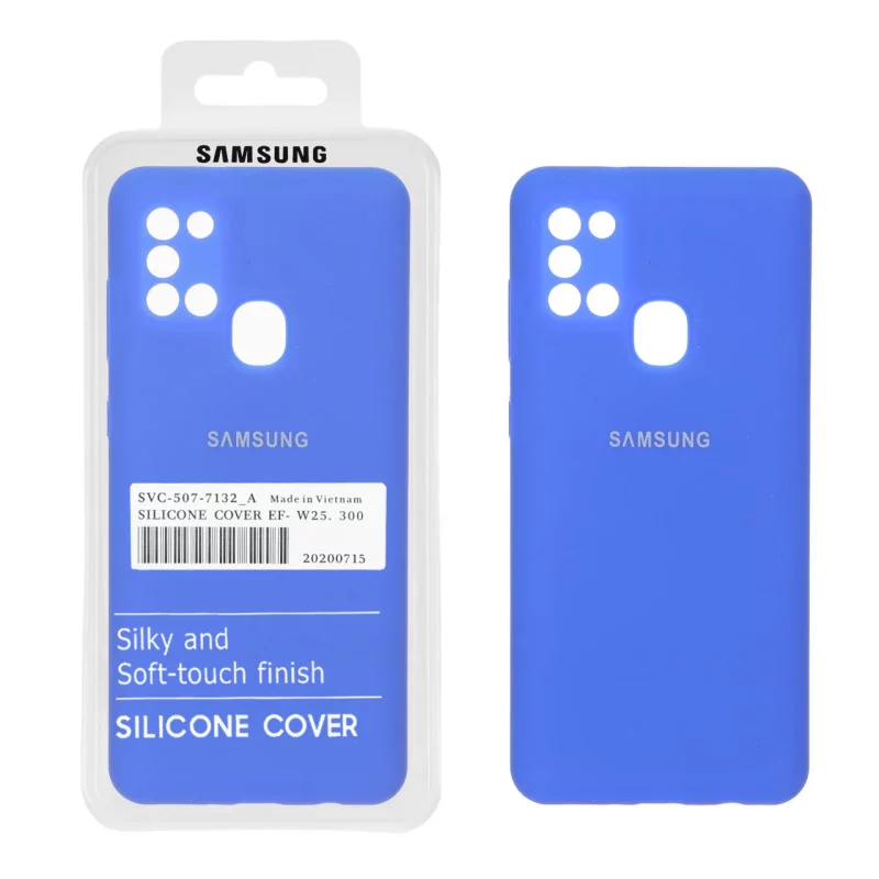 قاب سیلیکونی پاک کنی اورجینال درجه یک Samsung Galaxy A21s - آبی کاربنی (پک دار) - تصویر 2