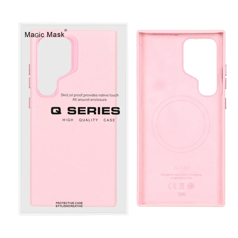 قاب اورجینال Magic Mask چرم Magsafe مدل Samsung Galaxy S24 Ultra - صورتی (پک دار) - تصویر 2