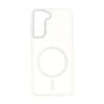 قاب ماربل طرح مگ سیف اکلیلی لنز نگین دار Samsung Galaxy S21 FE - سفید - MPS