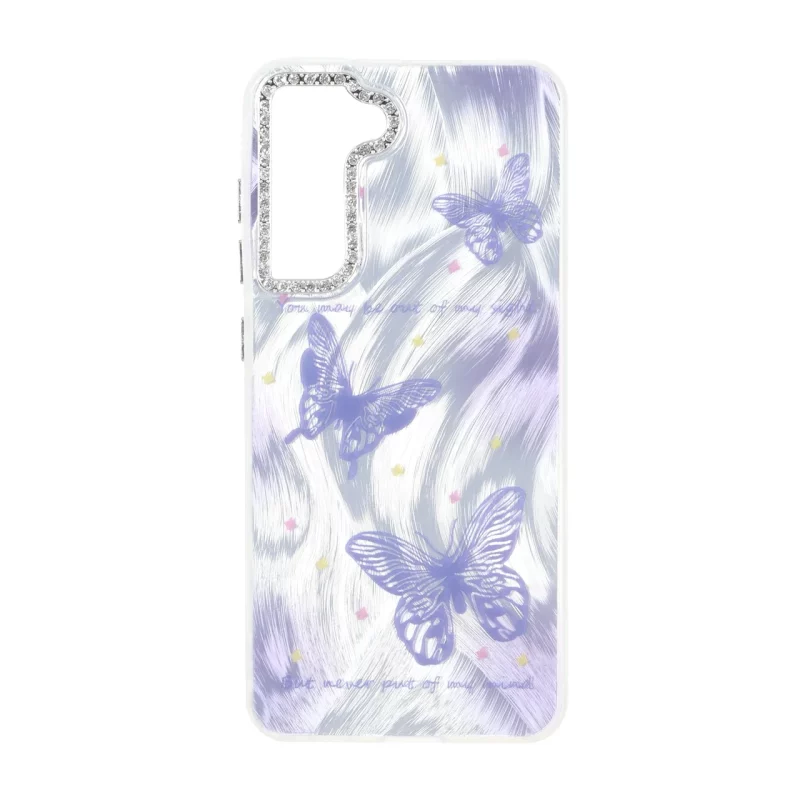 قاب اطلسی طرح دار دور ژله ای لنز نگین دار Samsung Galaxy S21 FE - کد 42 - MPS - تصویر 2