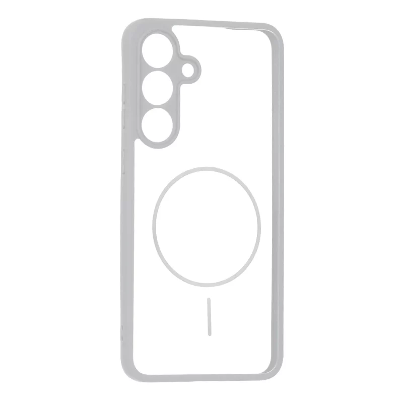قاب پشت سخت شفاف محافظ لنزدار طرح مگ سیف دور رنگی Samsung Galaxy S25 FE - طوسی - تصویر 2