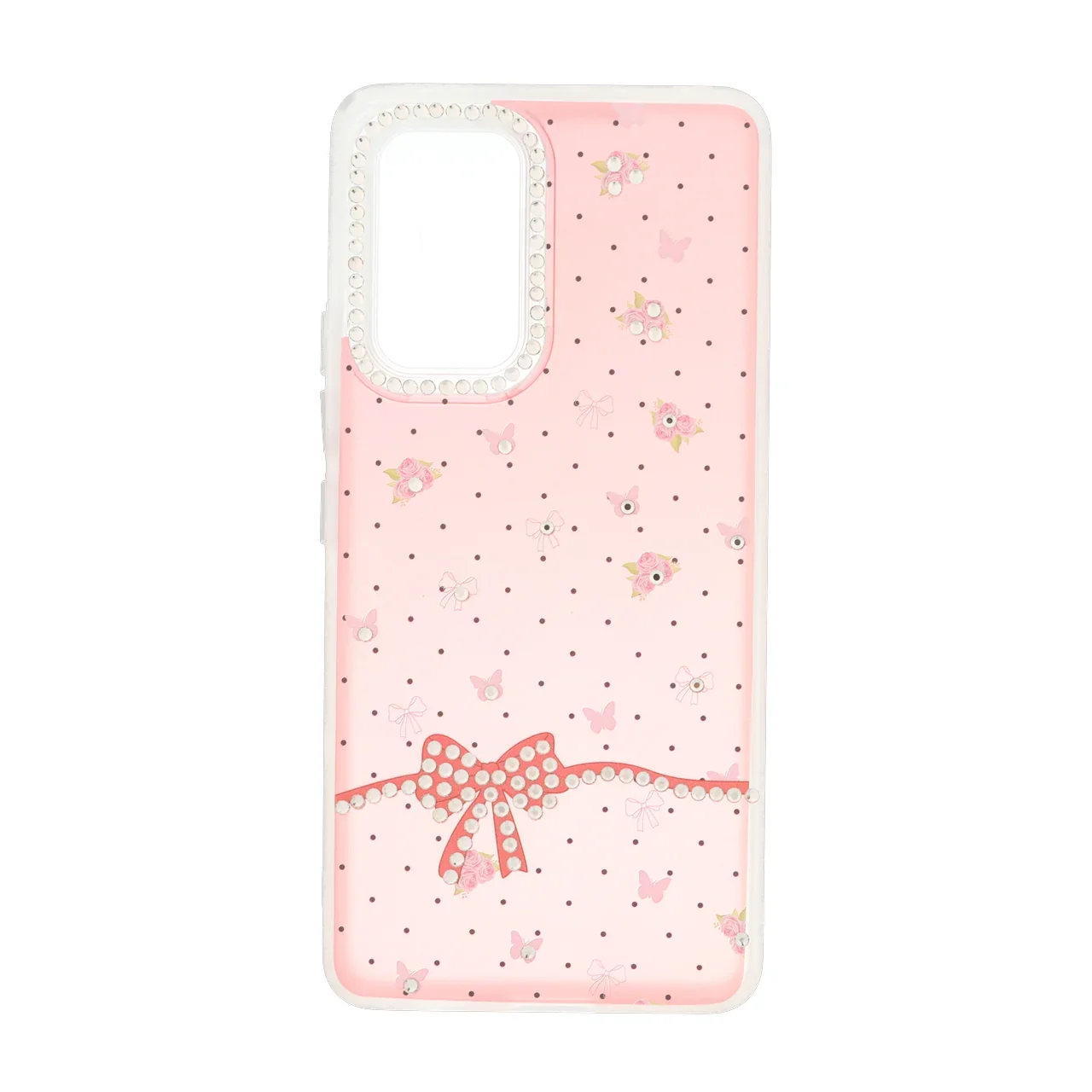 19178-1738614-1 قاب مات پاپیونی نگینی طرح دار Samsung Galaxy A53 - هلویی - تصویر 1